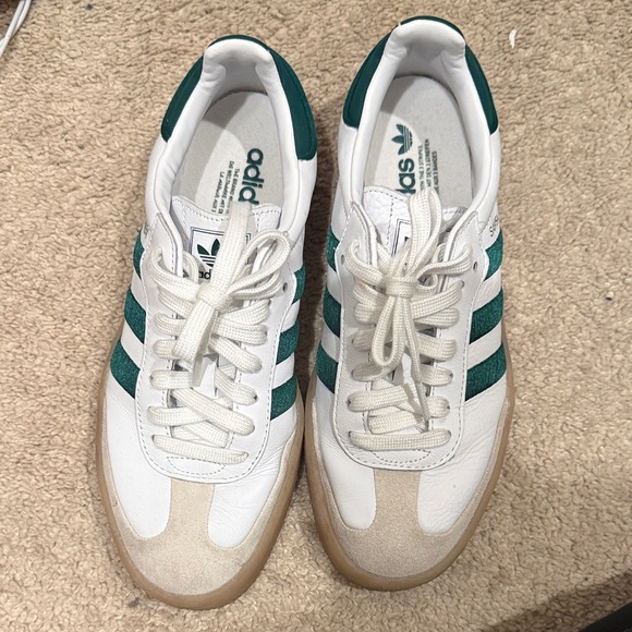 Adidas Samba White and Dark Green Shoes - Picture 8 of 8